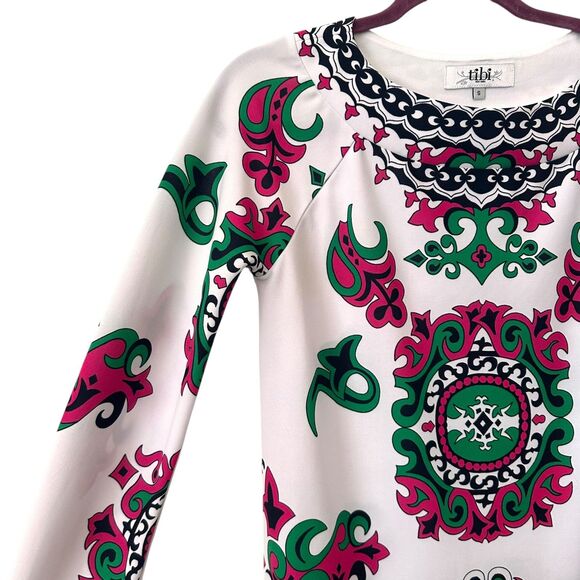 TIBI Boho Patterned Shift Mini Dress Small - Picture 3 of 3